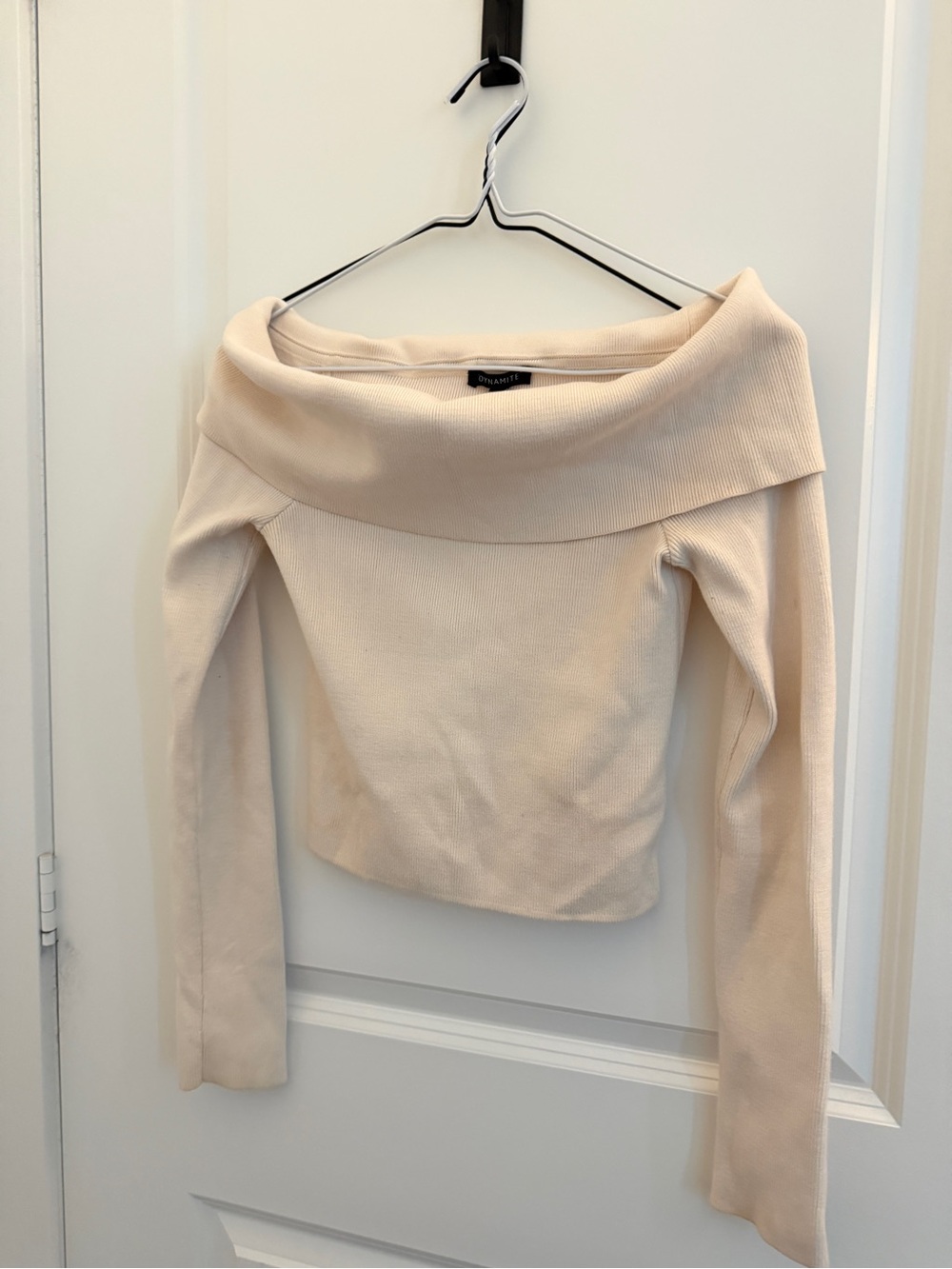Dynamite Off-the-Shoulder Long Sleeve Sweater in Cream